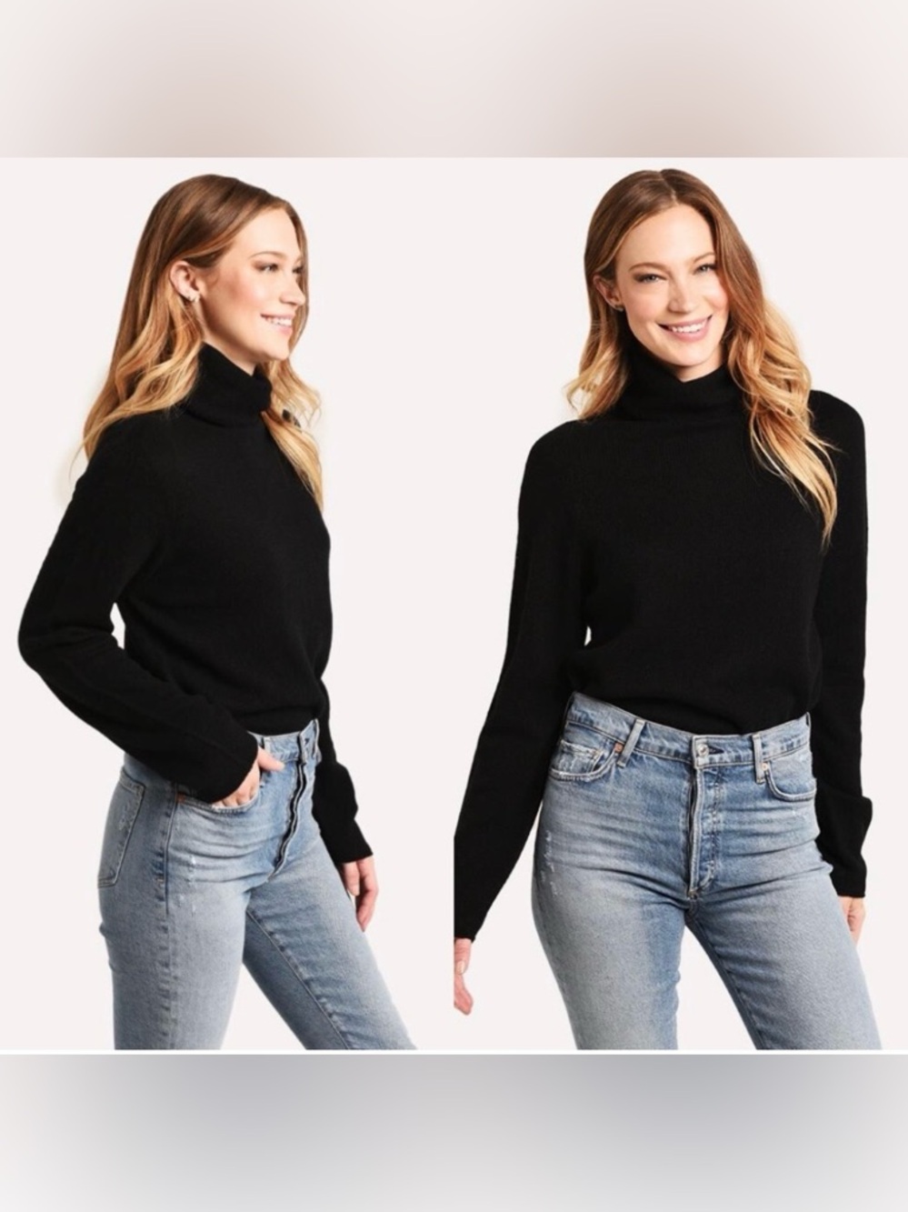 Vince medium 100% cashmere no seam boxy sweater in black
